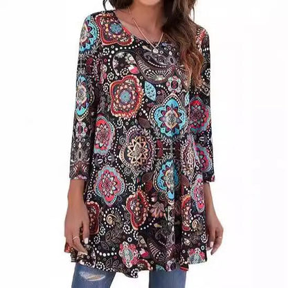 Women's Tunic Top | Mandala Print Swing Fit