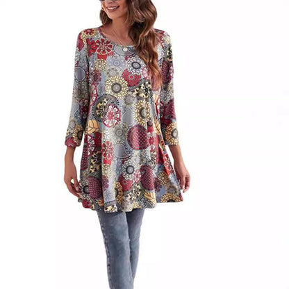 Women's Tunic Top | Mandala Print Swing Fit