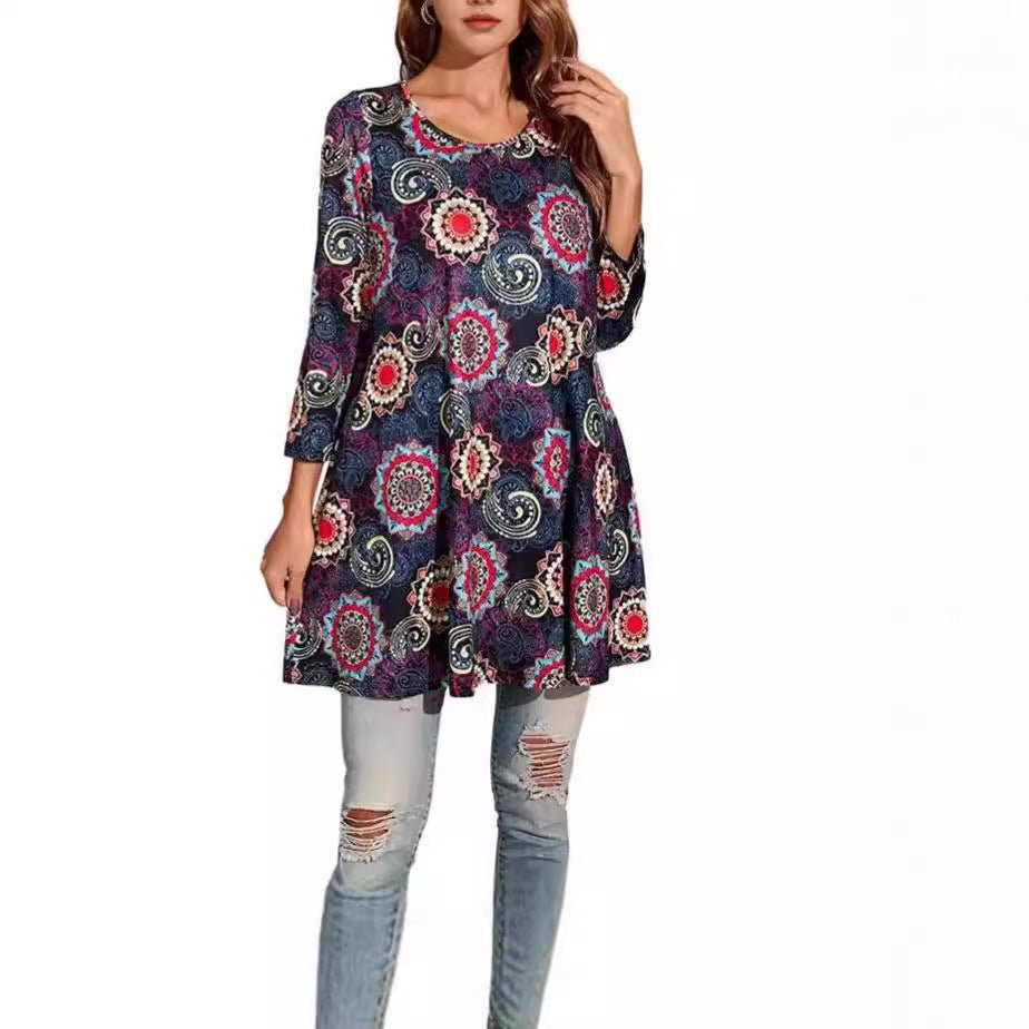 Women's Tunic Top | Mandala Print Swing Fit