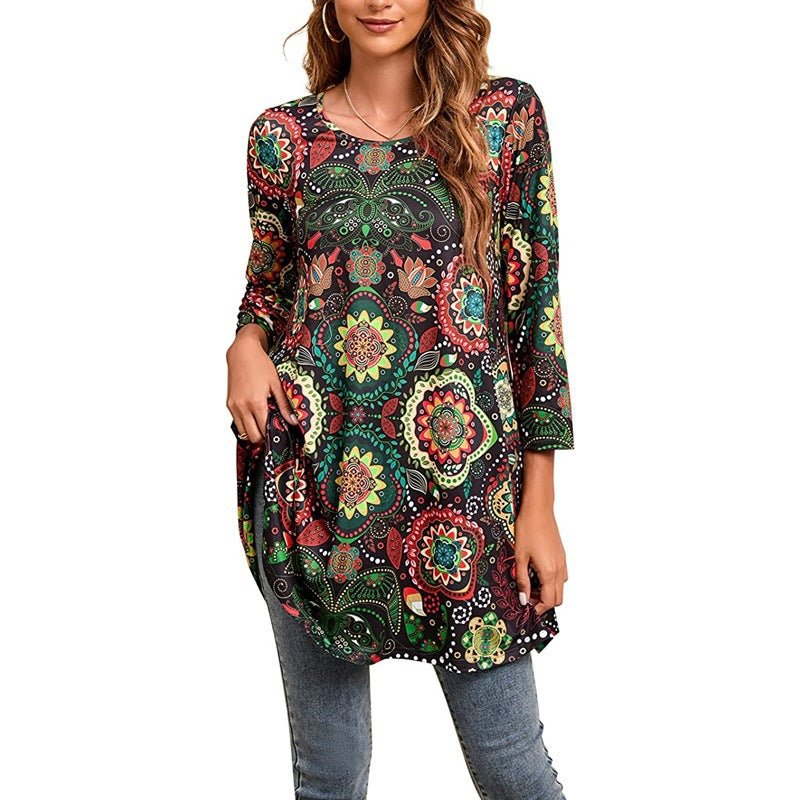 Women's Tunic Top | Mandala Print Swing Fit