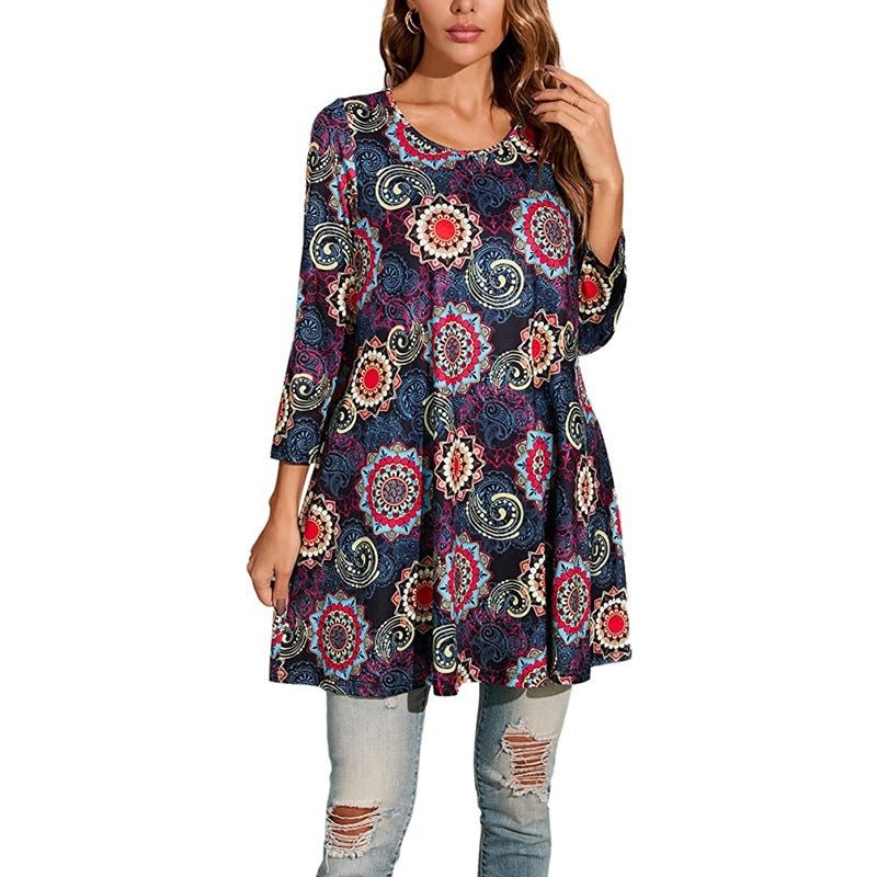 Women's Tunic Top | Mandala Print Swing Fit