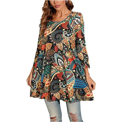 Women's Tunic Top | Mandala Print Swing Fit