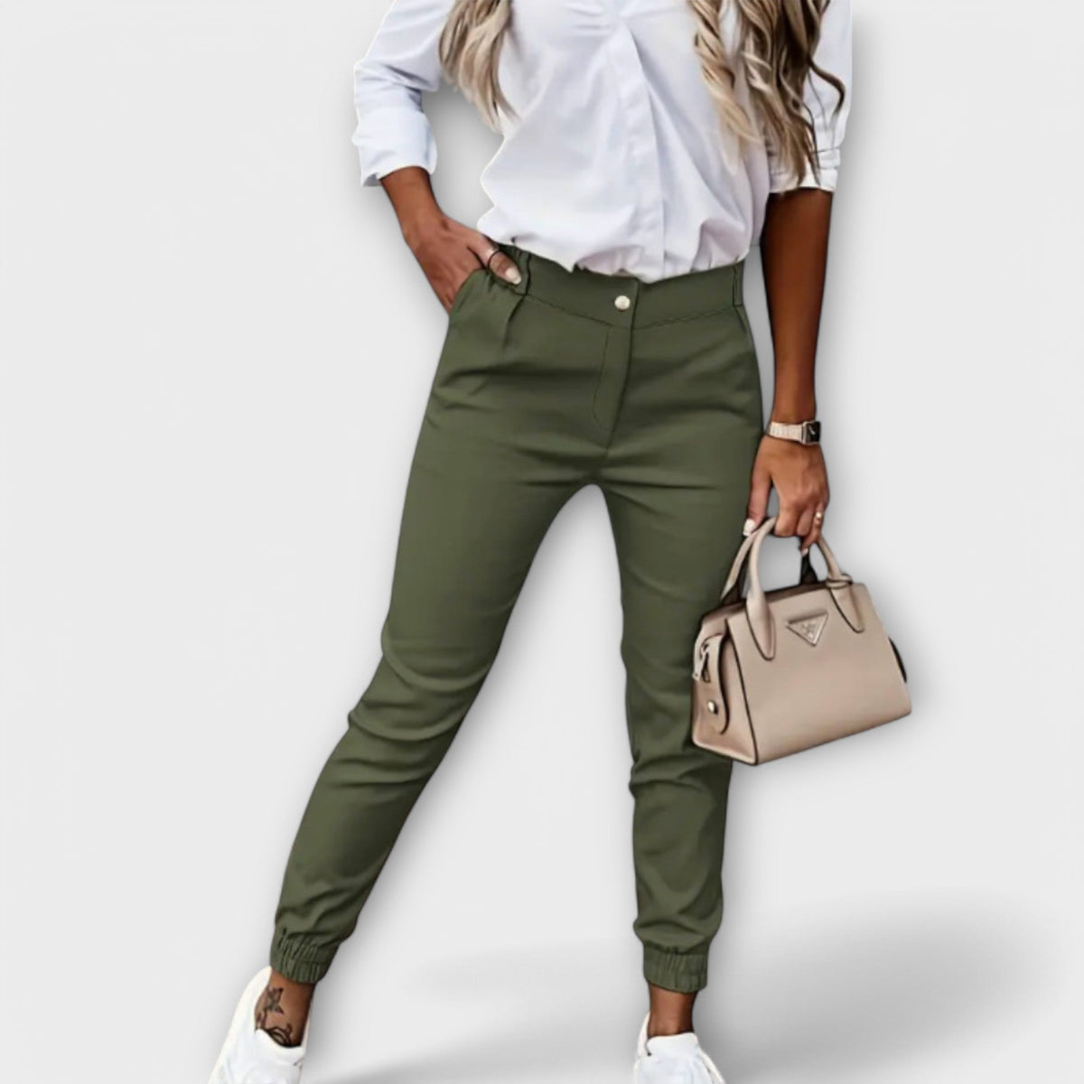 Melania - Stretchy Fabric Pants for Everyday Wear