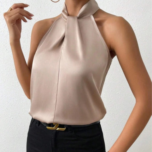 Women's Knot Neck Top | Sleeveless Halter Fit
