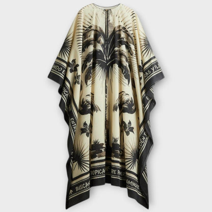 Melissa - Vibrant Flamingo Print Maxi Kaftan Dress for Beachwear