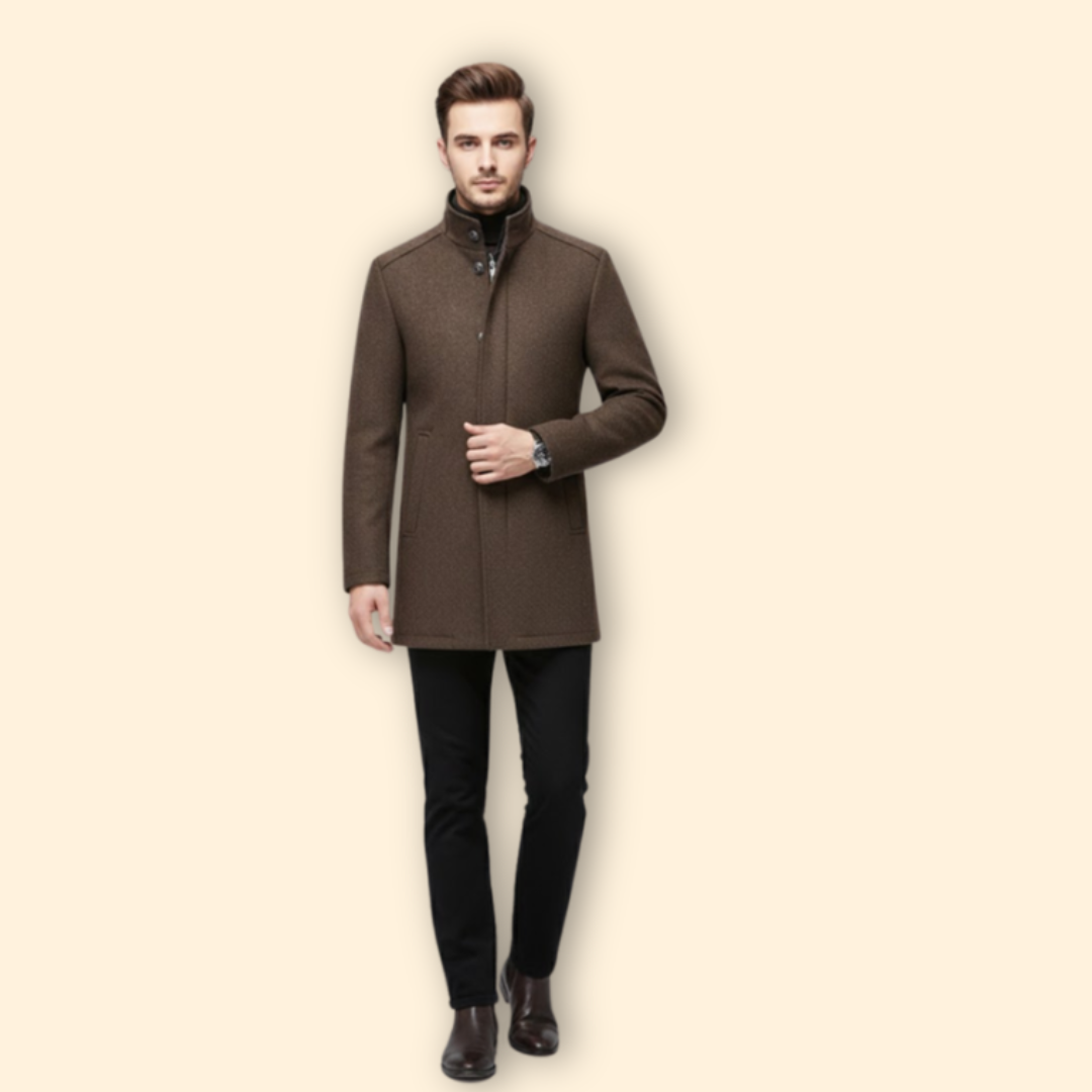 Men's Stand Up Collar Coat | Warm & Quilted Lining 2