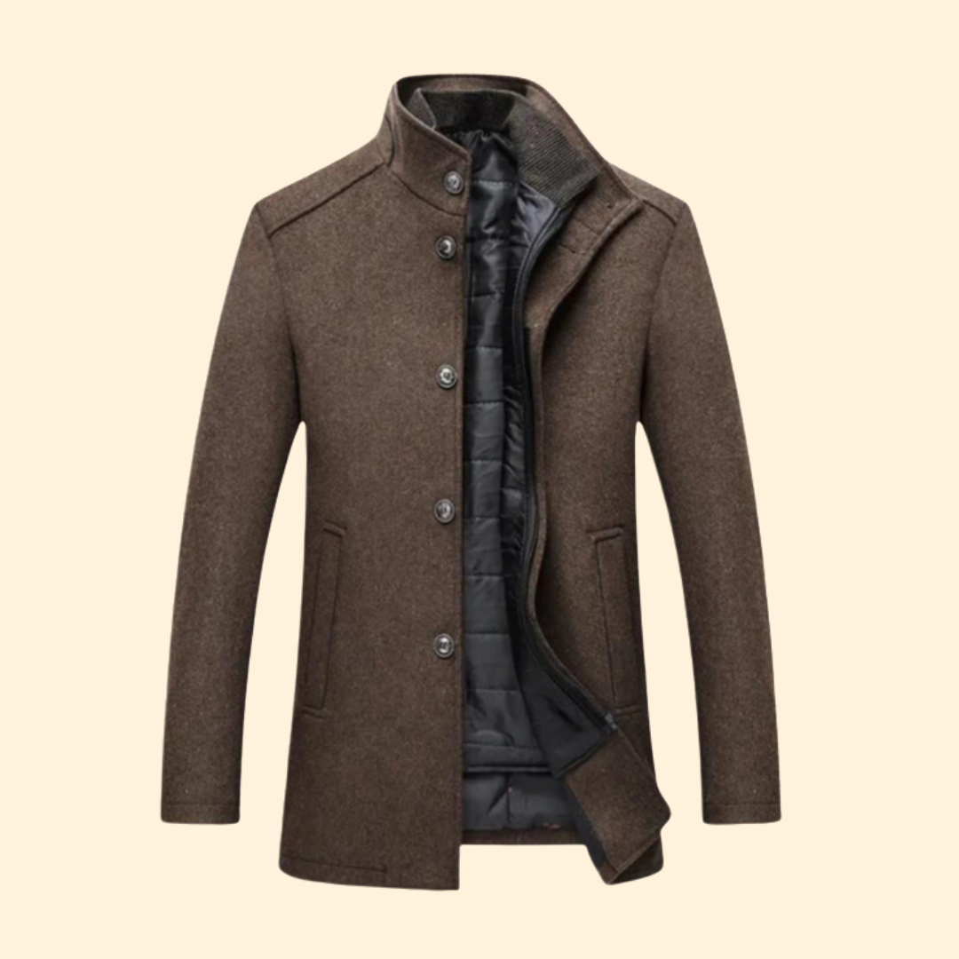 Men's Stand Up Collar Coat | Warm & Quilted Lining 1