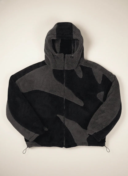 Men's Abstract Camo Fleece Hooded Jacket 0