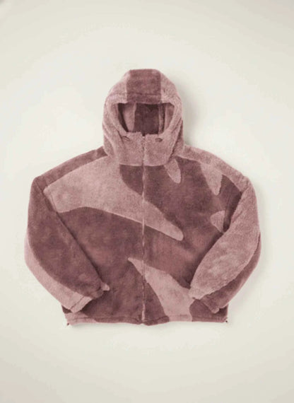 Men's Abstract Camo Fleece Hooded Jacket 2