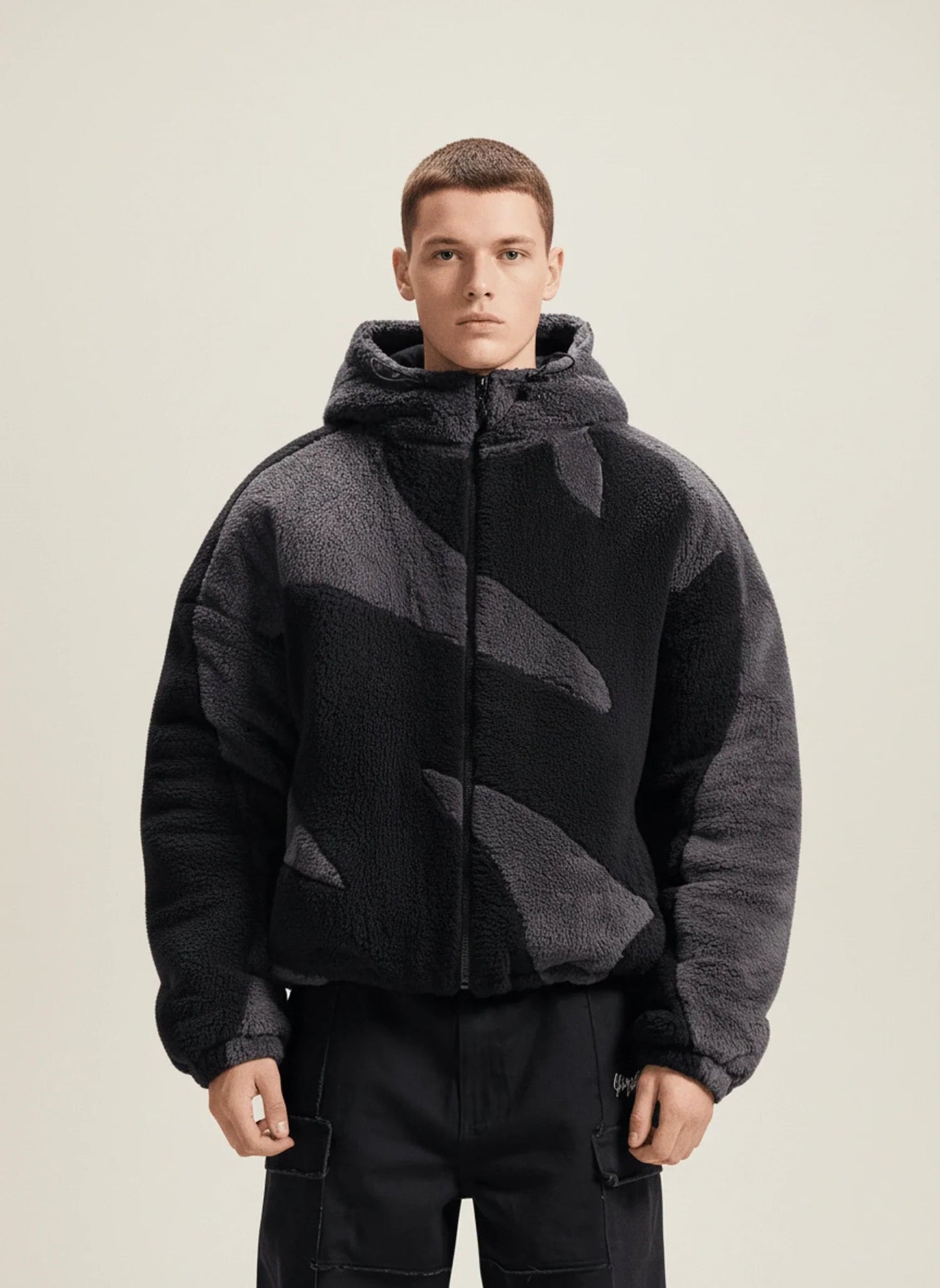 Men's Abstract Camo Fleece Hooded Jacket 3