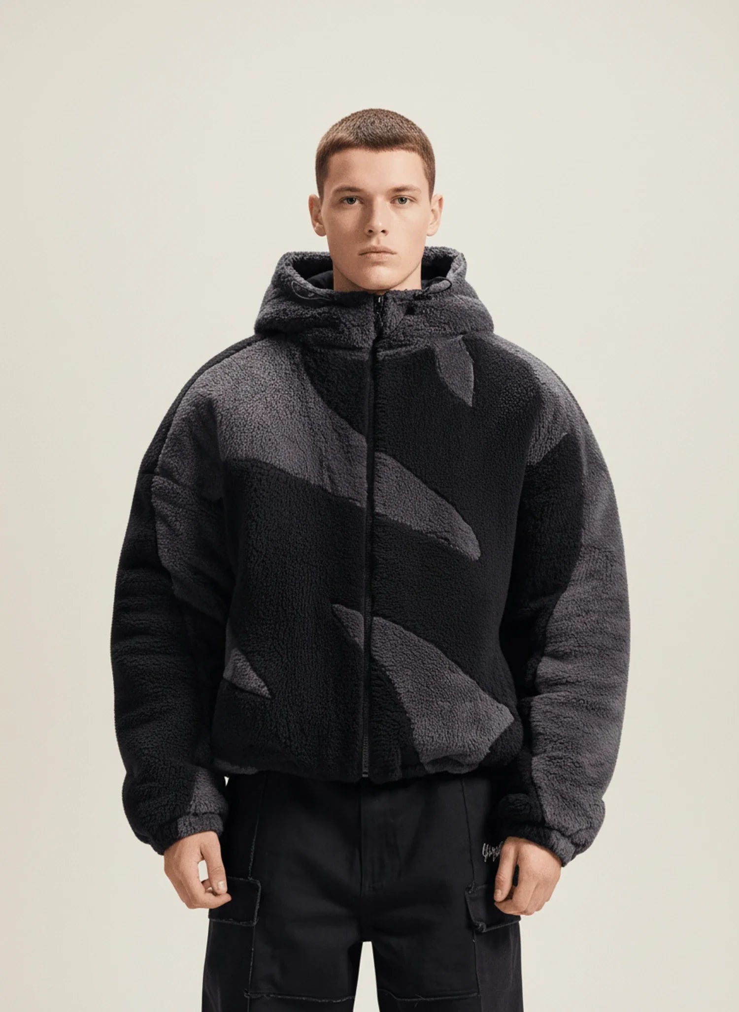 Men's Abstract Camo Fleece Hooded Jacket 3
