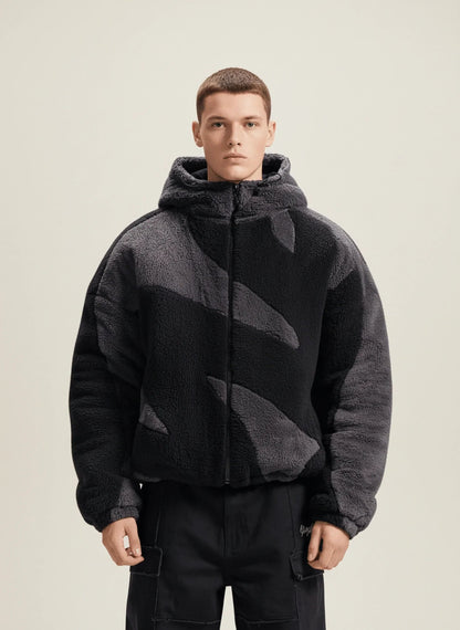 Men's Abstract Camo Fleece Hooded Jacket 3