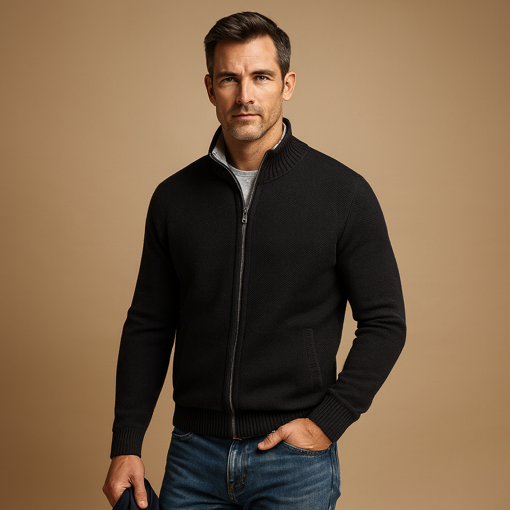 Men’s Classic Zip-Up Cardigan Sweater – Timeless Knit Jacket for Smart Casual Wear 2