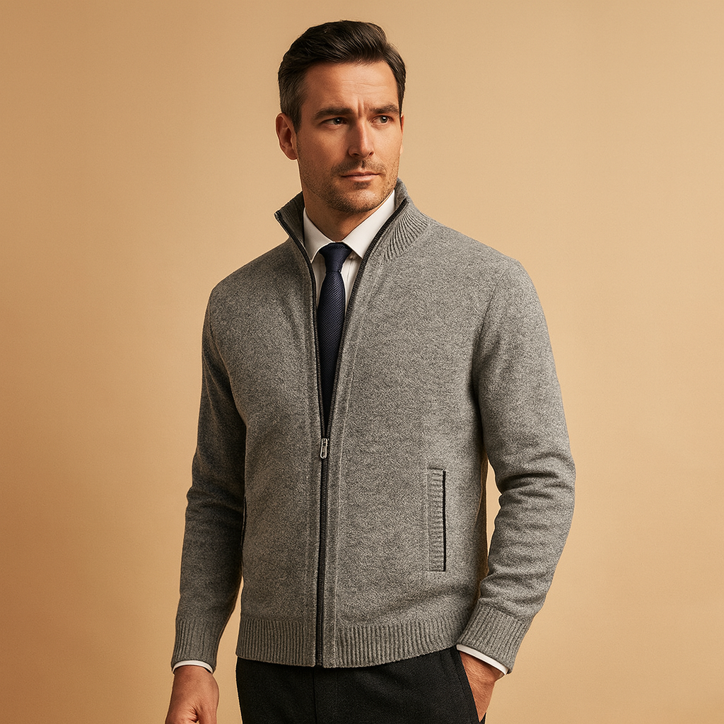 Men’s Classic Zip-Up Cardigan Sweater – Timeless Knit Jacket for Smart Casual Wear 3