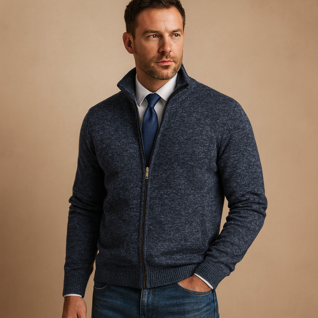 Men’s Classic Zip-Up Cardigan Sweater – Timeless Knit Jacket for Smart Casual Wear 4