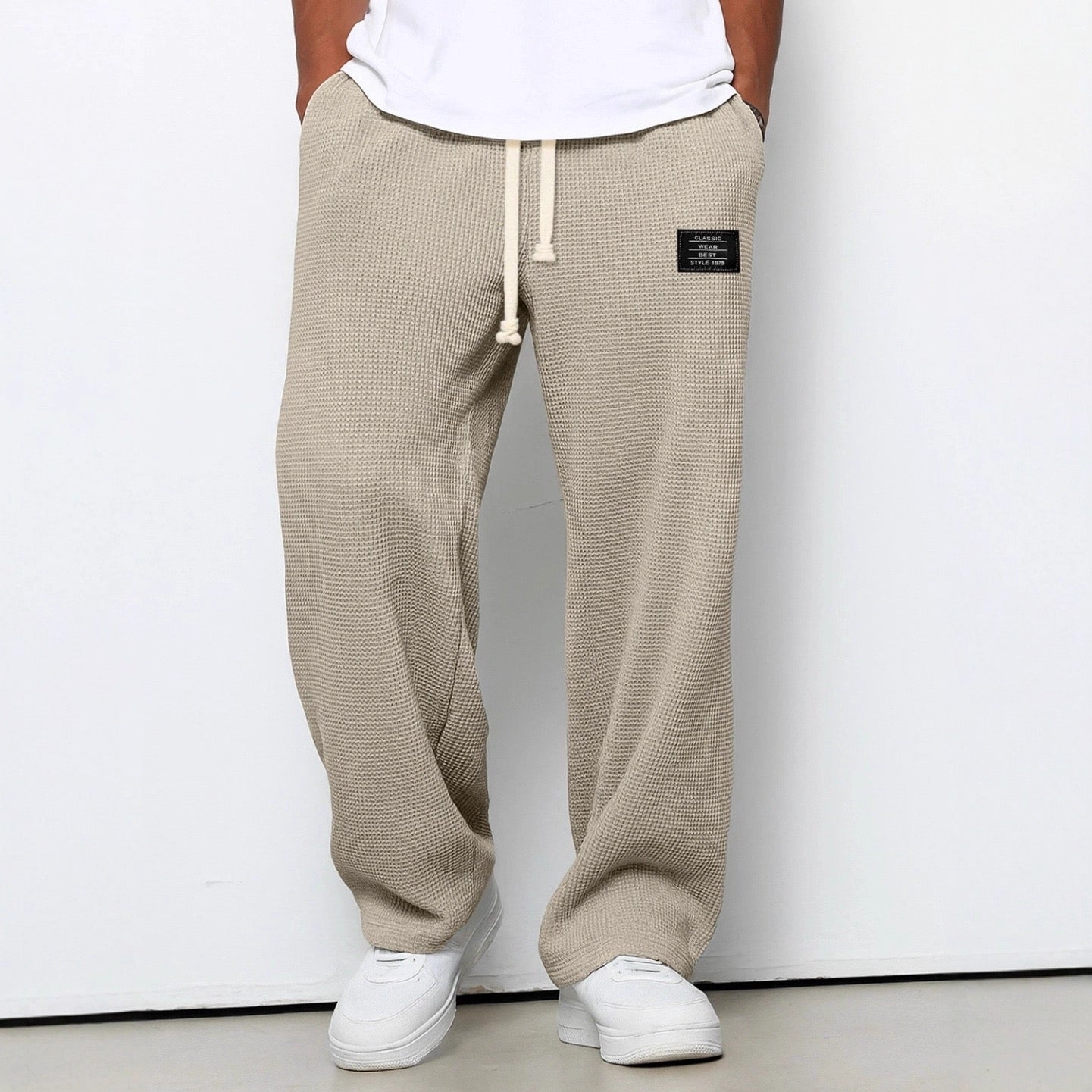 Men’s Comfortable Trousers Relaxed Fit Adjustable Waist Breathable Everyday Casual Wear 4