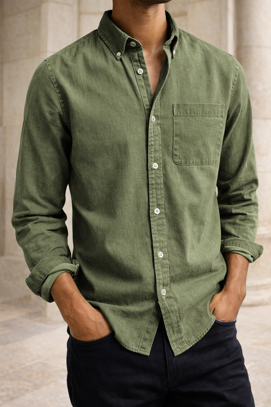Men’s Cotton Button Down Shirt Everyday Smart Casual 3