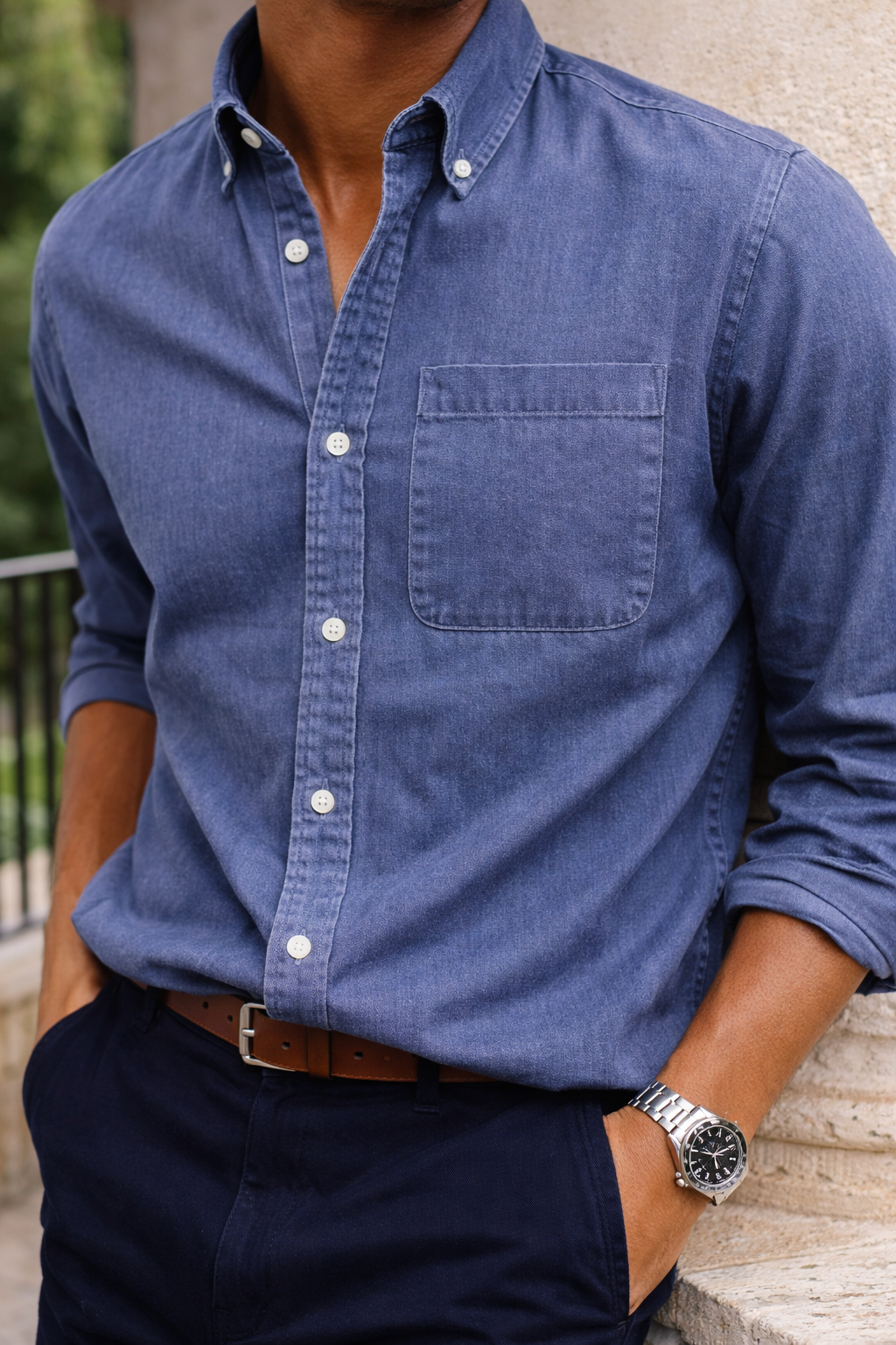 Men’s Cotton Button Down Shirt Everyday Smart Casual 5