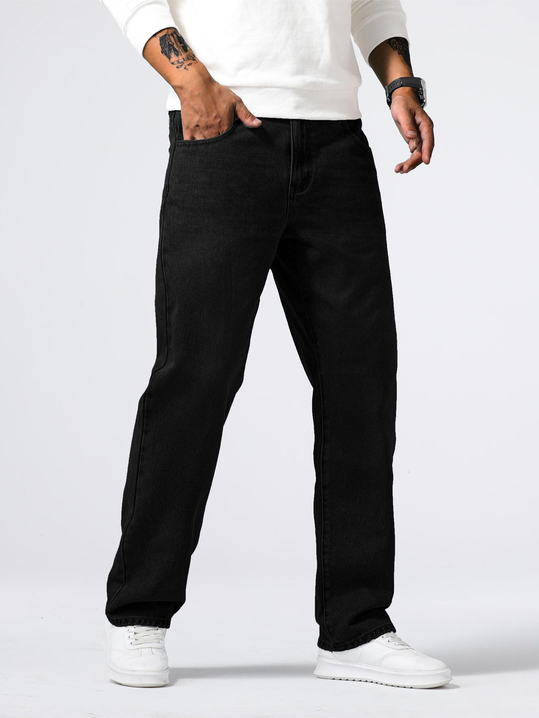 Men’s Denim Jeans Straight Leg Washed Blue Everyday Fit 0