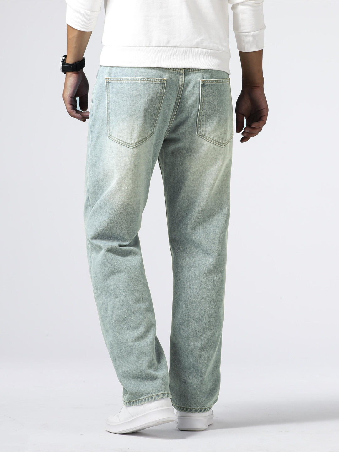 Men’s Denim Jeans Straight Leg Washed Blue Everyday Fit 7