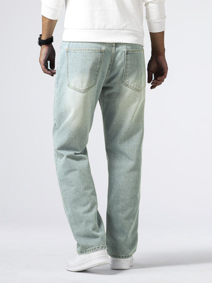 Men’s Denim Jeans Straight Leg Washed Blue Everyday Fit 7