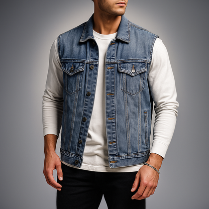 Men's Denim Vest - Stylish and Versatile Outerwear 0