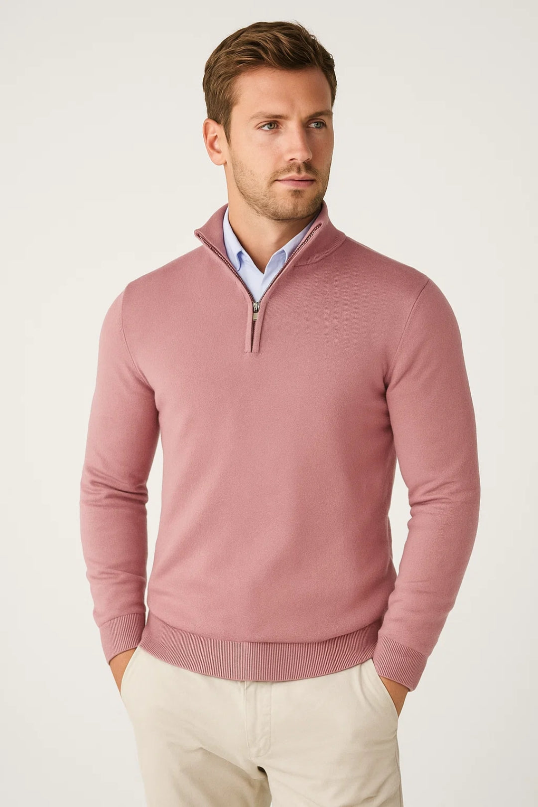 Men’s Half Zip Knit Pullover – High Collar Winter Sweater 3