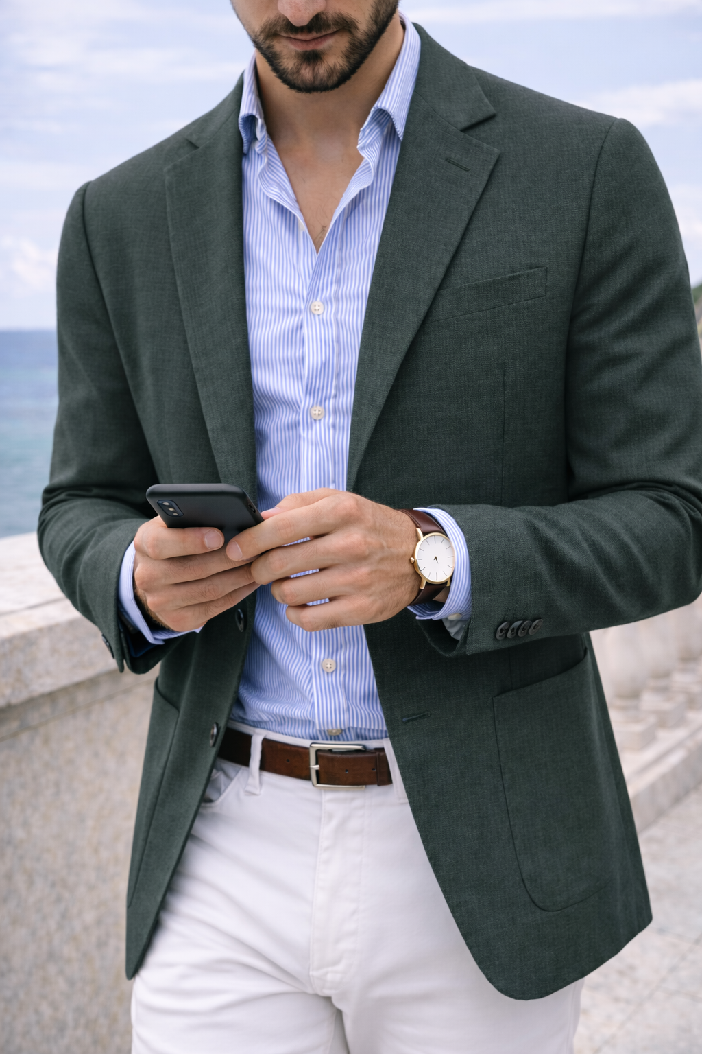Men’s Knit Blazer Smart Casual Tailored Jacket 4