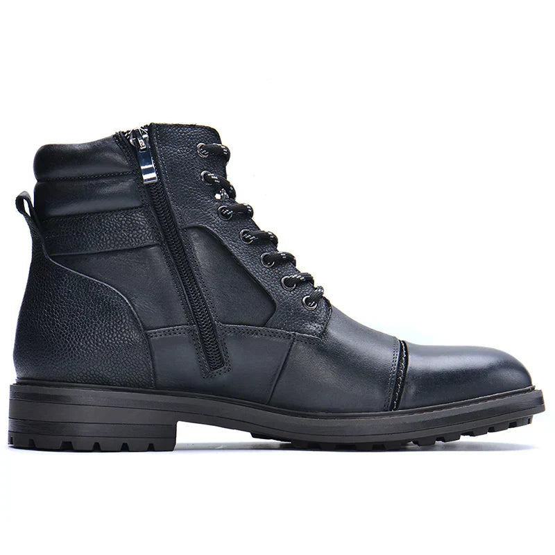 Men’s Leather Boots with Side Zipper and Laces – Durable Brown Work-Inspired Boots for Casual, Outdoor and Smart-Casual Wear 1
