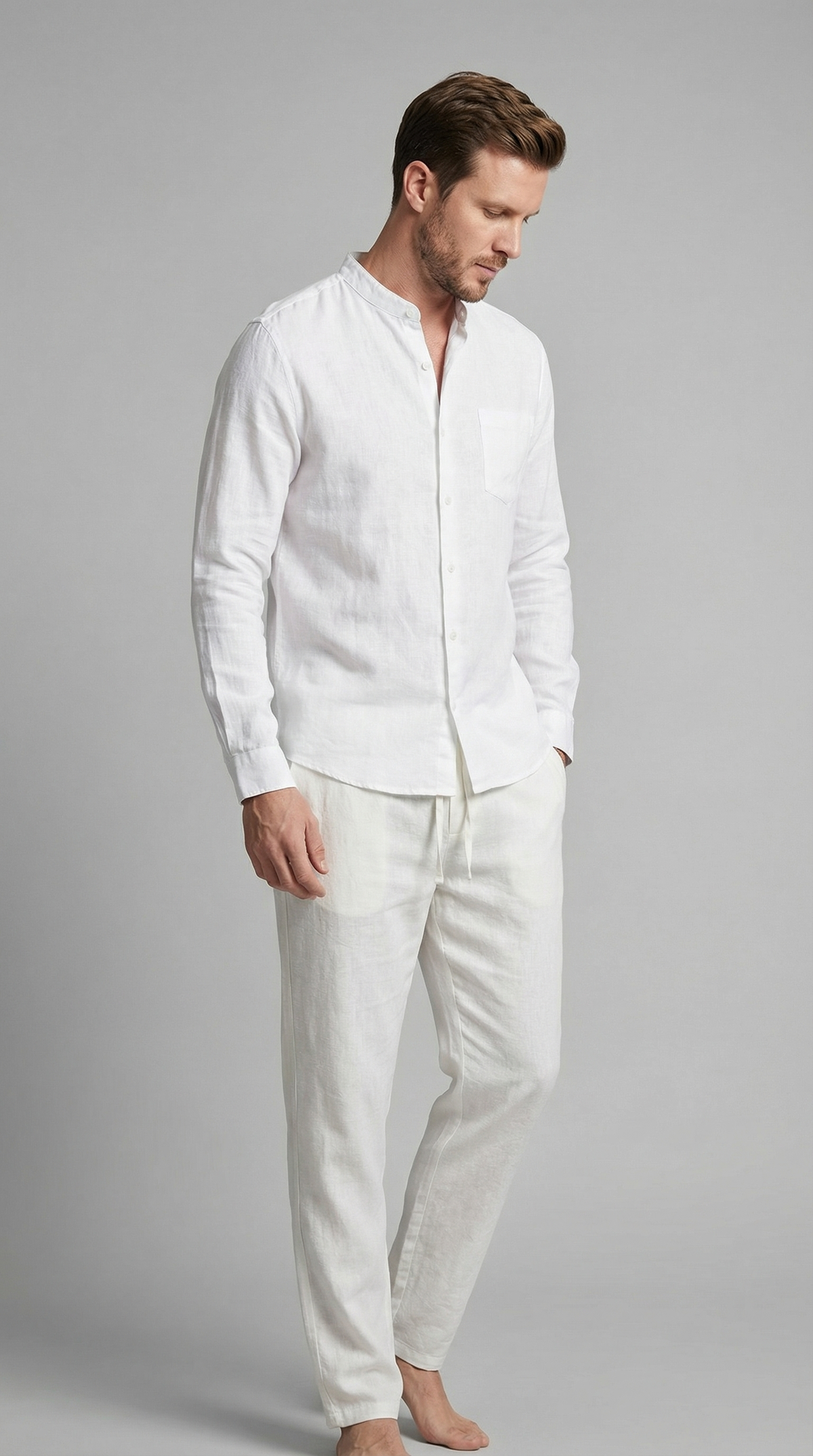 Men’s Linen Co-Ord Set Relaxed Shirt Trousers Outfit 1