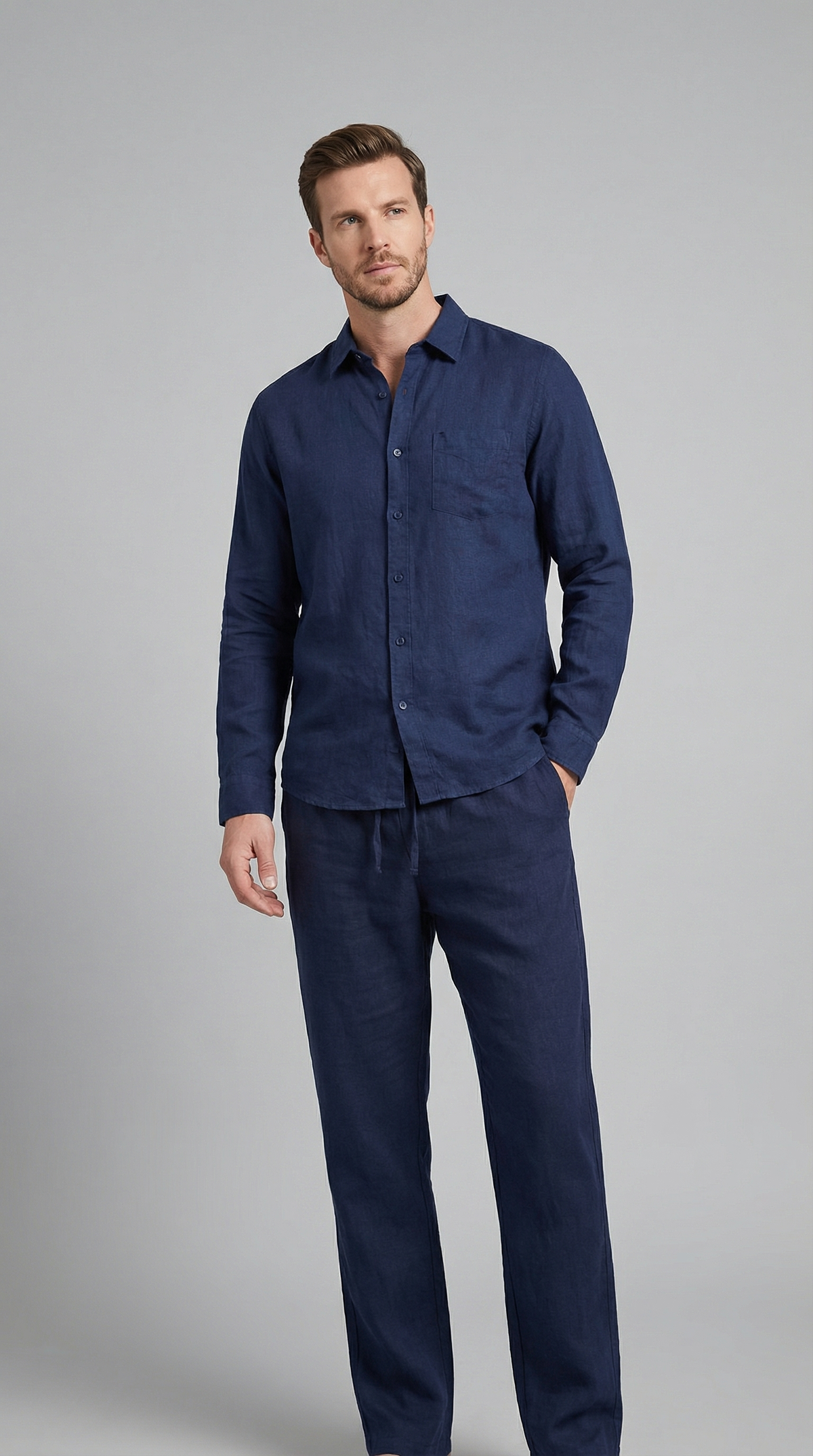 Men’s Linen Co-Ord Set Relaxed Shirt Trousers Outfit 3