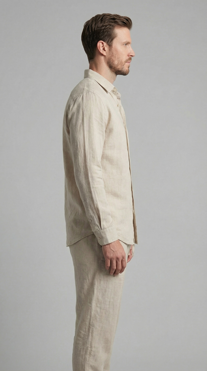 Men’s Linen Co-Ord Set Relaxed Shirt Trousers Outfit 4