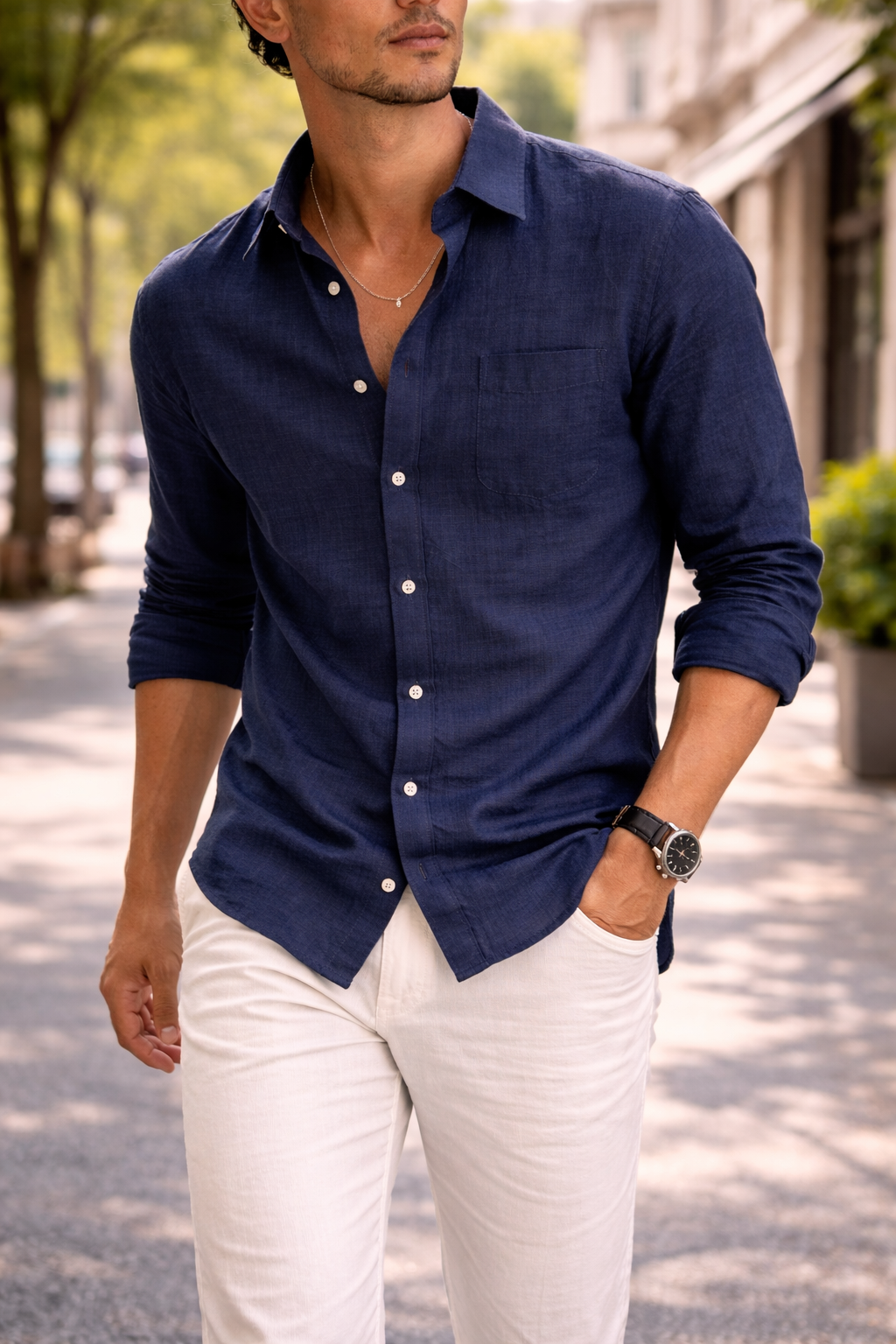 Men’s Linen Long Sleeve Shirt Breathable Relaxed Everyday Essential 3