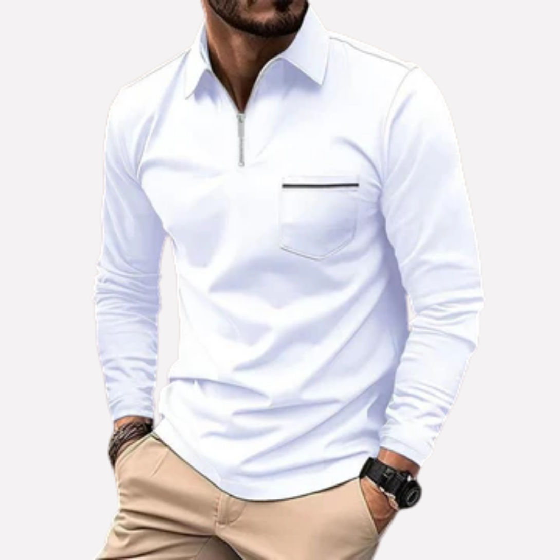 Men’s Long-Sleeve Polo Shirt with Chest Pocket 2