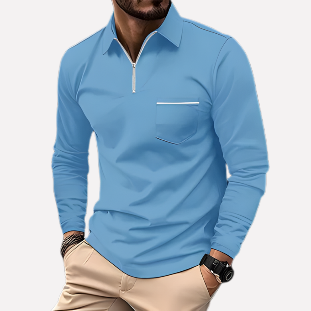 Men’s Long-Sleeve Polo Shirt with Chest Pocket 6
