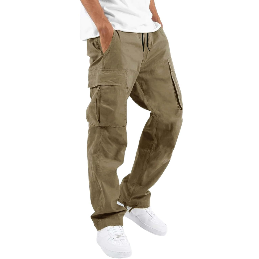Men’s Relaxed Cargo Trousers Multi Pocket Streetwear Utility Pants 0