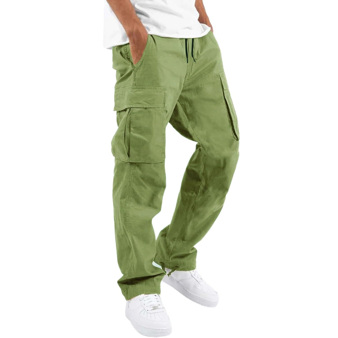 Men’s Relaxed Cargo Trousers Multi Pocket Streetwear Utility Pants 12