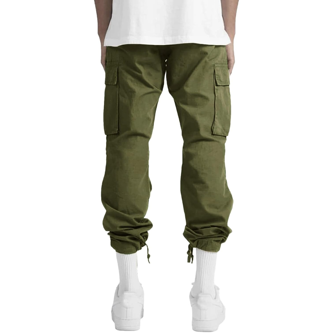 Men’s Relaxed Cargo Trousers Multi Pocket Streetwear Utility Pants 4