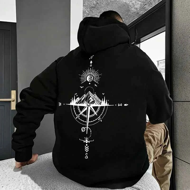 Men's Retro Compass Graphic Hoodie 0