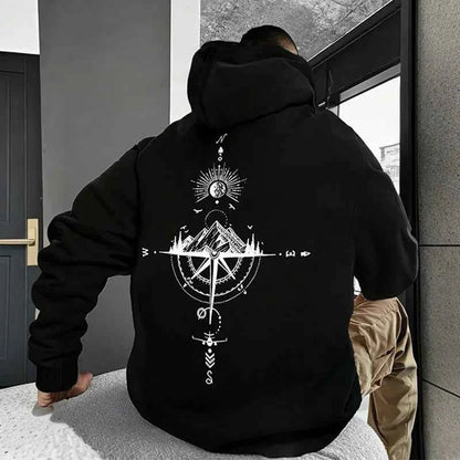 Men's Retro Compass Graphic Hoodie 0