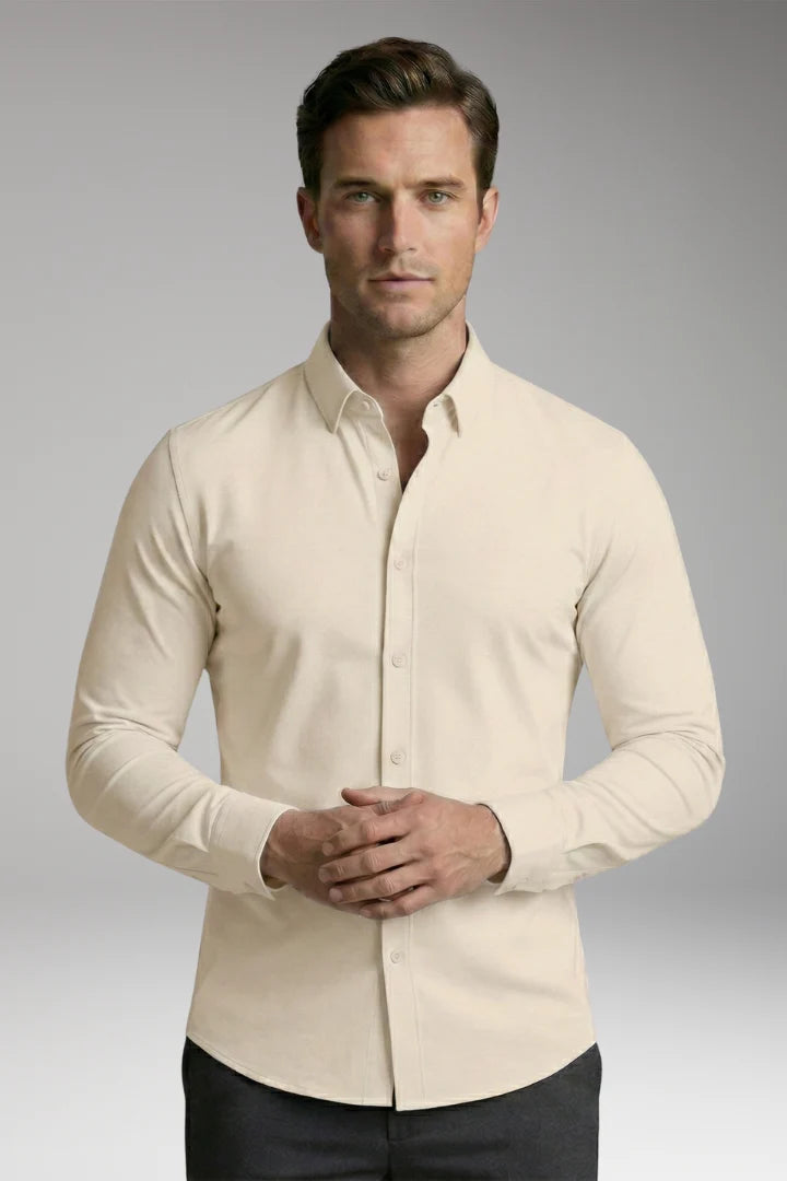 Men's Shirt with Button Placket and Slim Fit 0