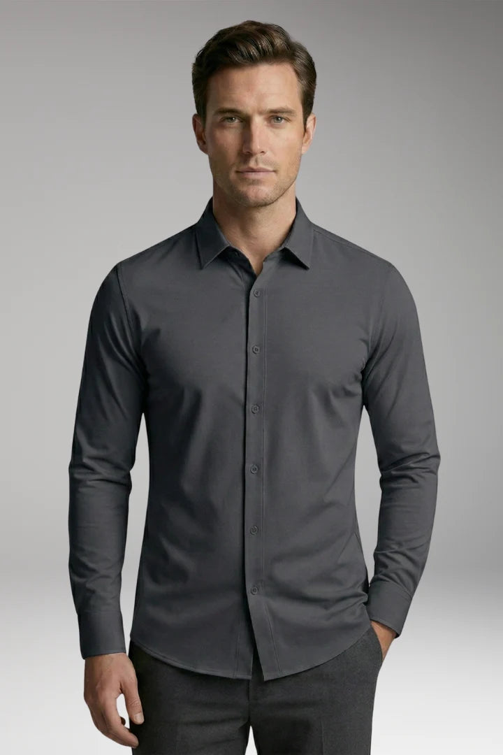 Men's Shirt with Button Placket and Slim Fit 8