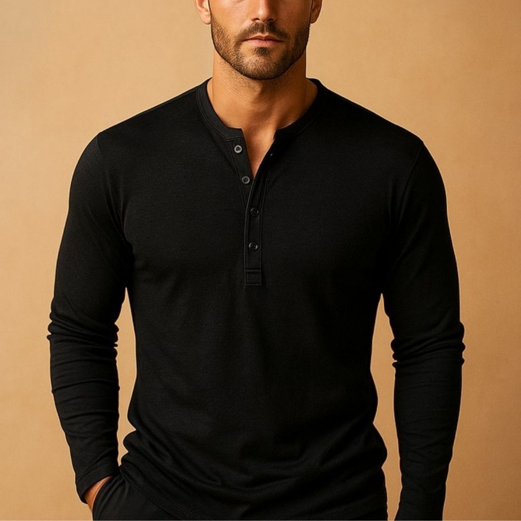 Men’s Slim Fit Long Sleeve Henley Casual Shirt 2