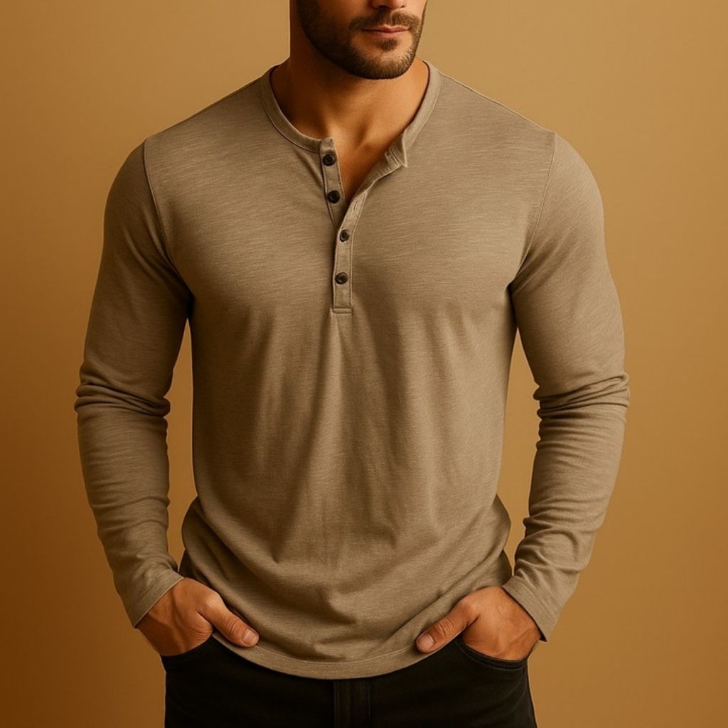 Men’s Slim Fit Long Sleeve Henley Casual Shirt 4