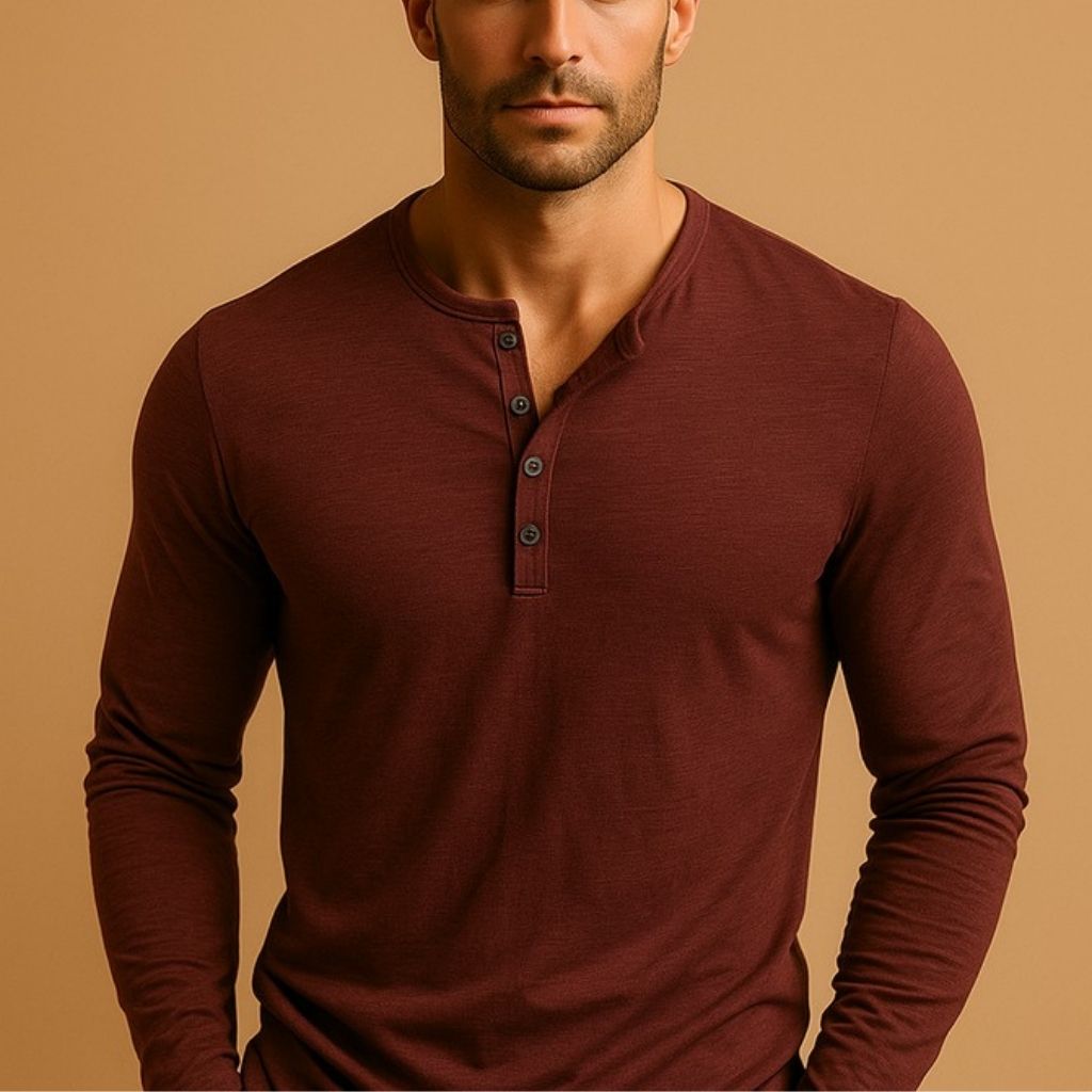 Men’s Slim Fit Long Sleeve Henley Casual Shirt 5