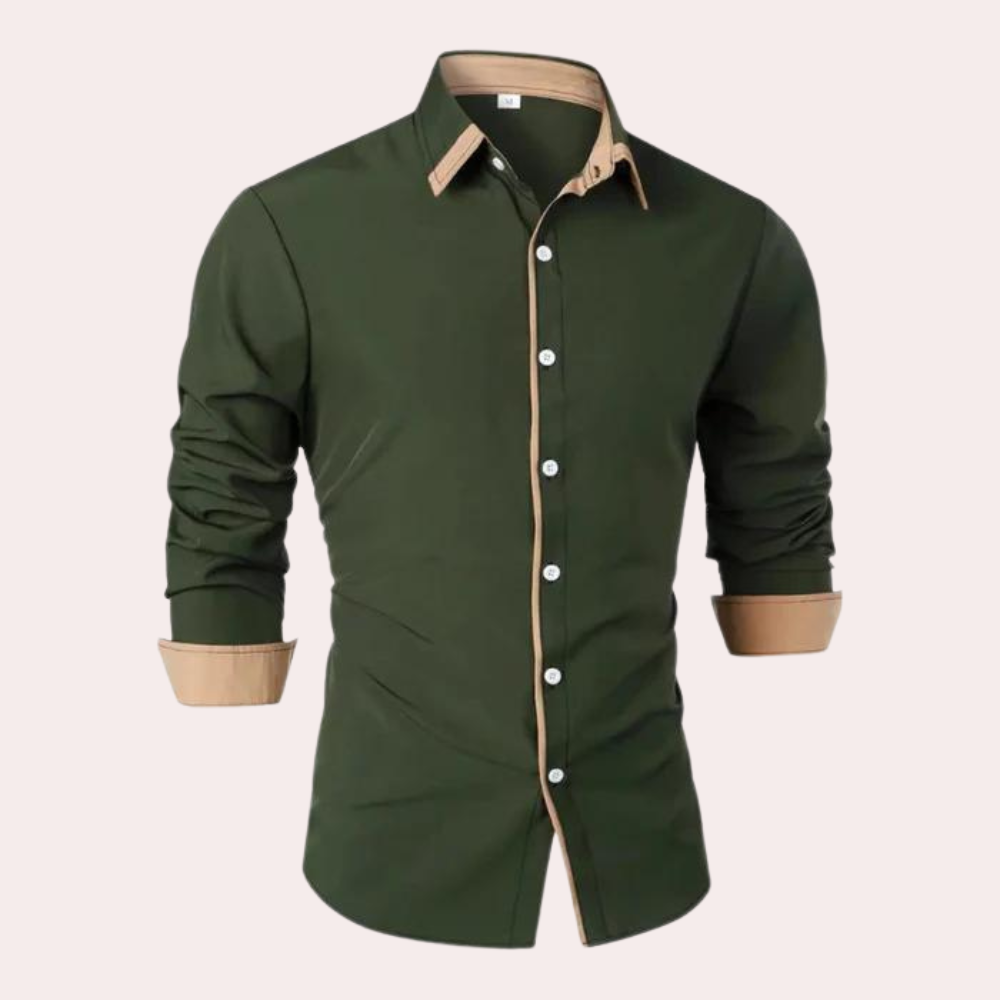 Men’s Slim Fit Shirt Contrast Trim Smart Casual Top 3