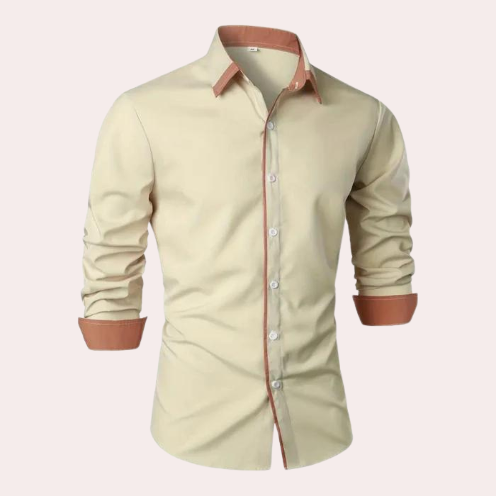 Men’s Slim Fit Shirt Contrast Trim Smart Casual Top 4