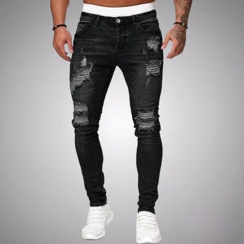 Men’s Stretch Ripped Jeans – Slim Fit Comfortable Stylish Durable Casual Everyday Denim 0