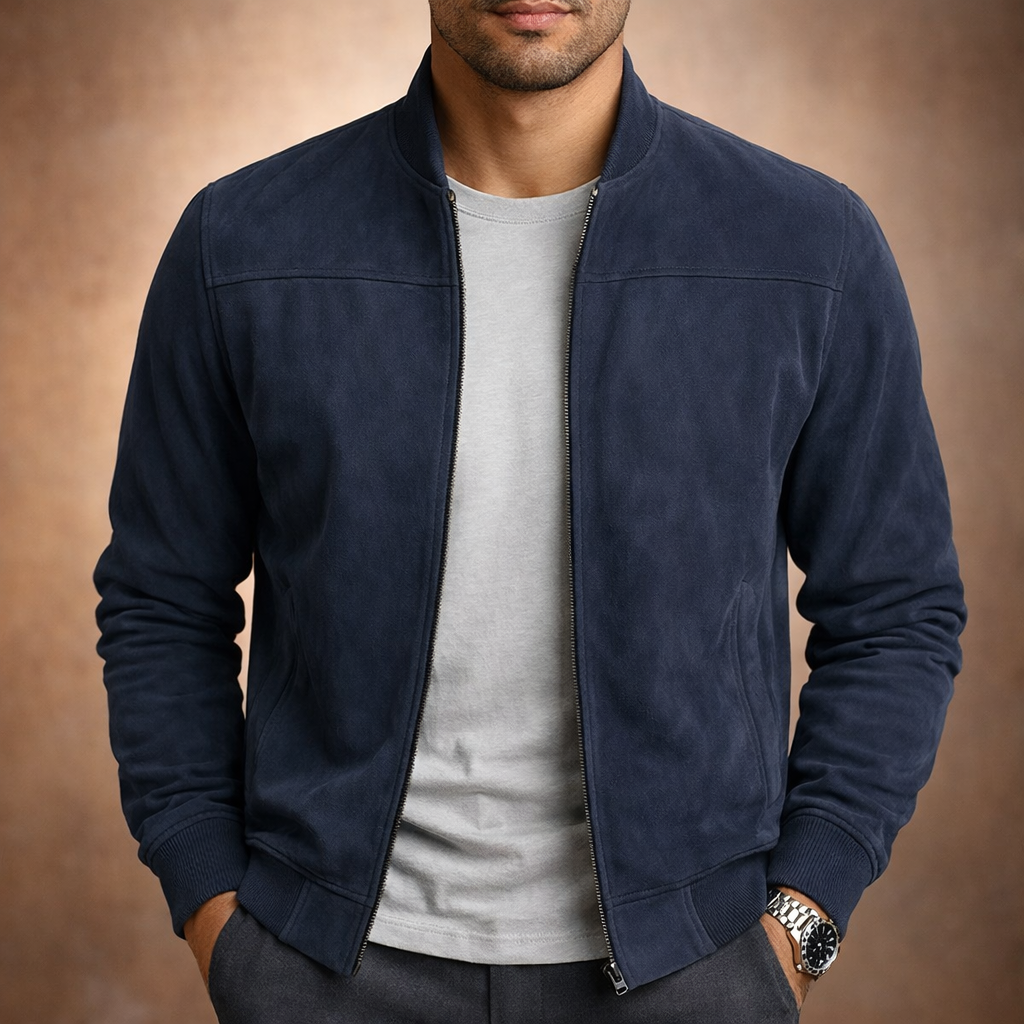 Men’s Suede Bomber Jacket Lightweight Smart Casual Outerwear for All Seasons 2