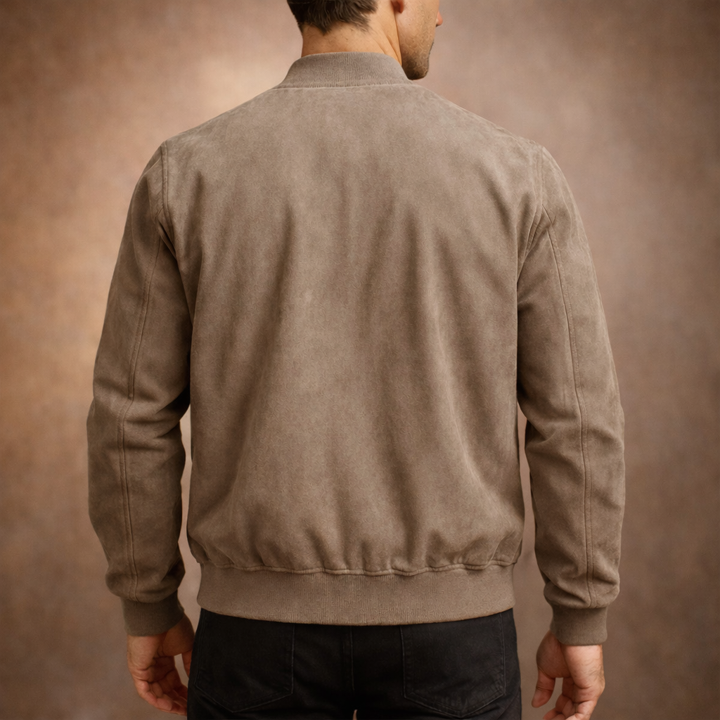 Men’s Suede Bomber Jacket Lightweight Smart Casual Outerwear for All Seasons 3